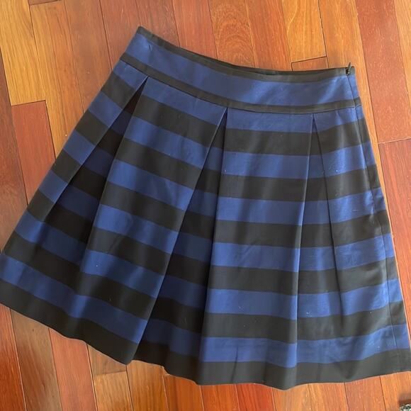 Kate Spade Black Stripe Skirt Academia Pleated Twee Preppy Nevermore Wednesday - Picture 2 of 5